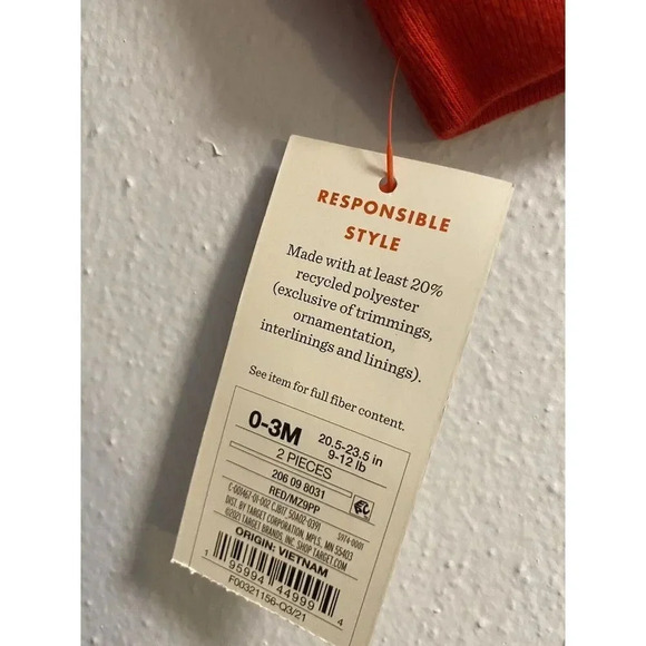 2 pc Toddler Boy 0-3 months Cat & Jack Santa Top & Bottom Set Red & Gray NWT - Picture 9 of 10
